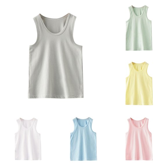 RUTAYY Girls Tank Top Casual Crew Neck Sleeveless Solid Color Daily Outdoor Wear Grey