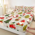 thumbnail image 3 of Manfei Christmas Tree Fitted Sheet Green Queen Bedding, Coral White 3-Piece 1 Fitted Sheet and 2 Pillowcases, 3 of 6