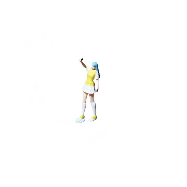 Figura de resina en miniatura Chica de selfie amarilla