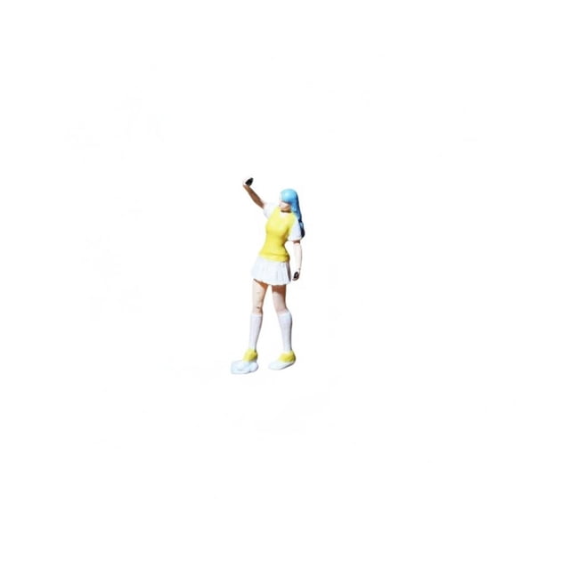 Figura de resina en miniatura Chica de selfie amarilla