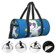 thumbnail image 5 of Xecao Cool Unicorn Star Golden print Round Travel Duffel Bag is a foldable gym bag with an inner pocket, perfect for travel sports, 5 of 8