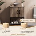 thumbnail image 5 of VNN Small Bathroom Vanity with Sink - 24 Inch Vanity with Sink, Freestanding Cabinet with Open Shelf, Modern Iron Wood Bathroom Cabinet with Countertop Tempered Glass Vessel, Grey, 5 of 9