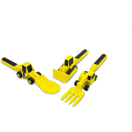Constructive Eating Set of 3 Construction Utensils - Made in USA - Silverware for Toddlers and Kids - Made With Materials Tested for Safety