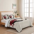 thumbnail image 5 of Quilts King Size Bedding Set, Cherry Blossom Lightweight Quilted Comforter, Japanese Red Plum Flower Oriental Retro Art Reversible Bedspread Coverlet with Pillow Covers for All Season, 96" x 106", 5 of 9