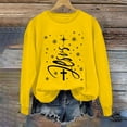 thumbnail image 7 of Christmas Sweatshirts for Women Loose Fit Christian Printed Vintage Xmas Tree Holiday Tops Casual Pullovers (L, Yellow), 7 of 7