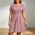thumbnail image 5 of Gpaecead Women's Short Sleeve V Neck High Waist Dress Plus Size Business Casual Midi Dress With Pockets For Office And Interview Pink, 5 of 7