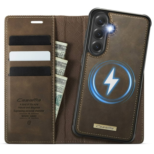 Funda Billetera Desmontable Magnética 2 en 1 Magsafe para Samsung Galaxy S24 Plus con Tarjetero para Mujer y Hombre,Cuero PU Retro 【Bloqueo RFID】 Funda con soporte a prueba de golpes