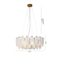 thumbnail image 6 of Design Living 16-Light D23.6" Round Brass Frame Chandelier with Hanging Frosted White Glass Leafs, 6 of 6
