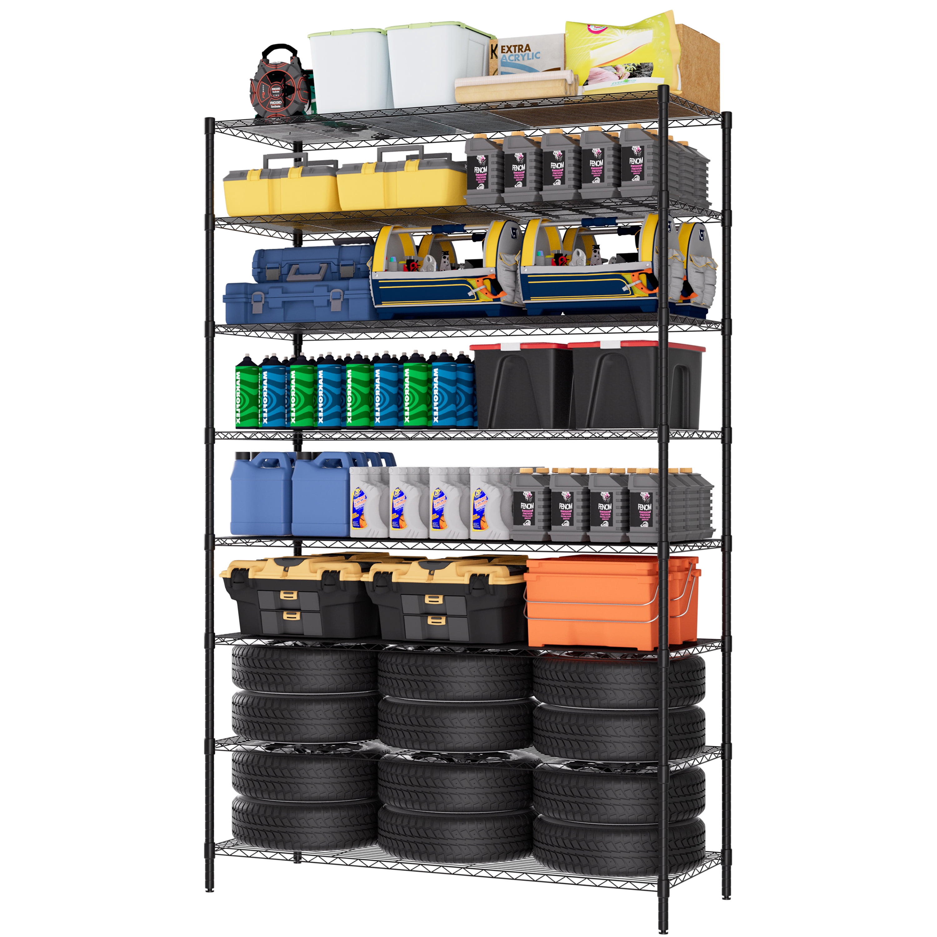 Finnhomy 4000LBS 8-Tier Wire Shelving Unit Adjustable Steel Wire Rack, 18x48x80.2 inches with 8 Shelves Metal Rack