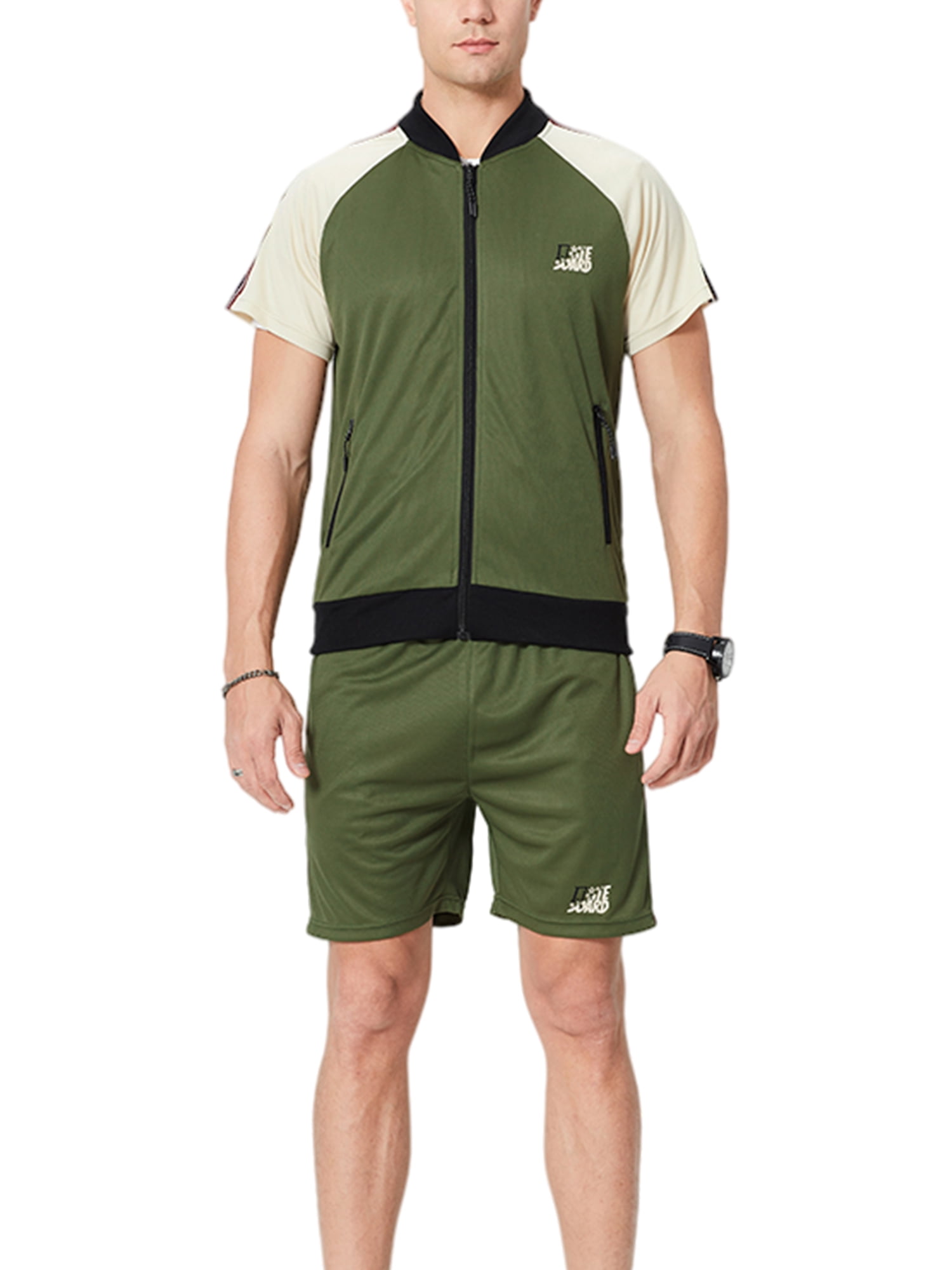 SELX Men Loose fit Sport Casual 2 Pcs Outfits Contrast Short Sleeve Shorts Tracksuits SELX Men Loose fit Sport Casual 2 Pcs Outfits Contrast Short Sleeve Shorts Tracksuits