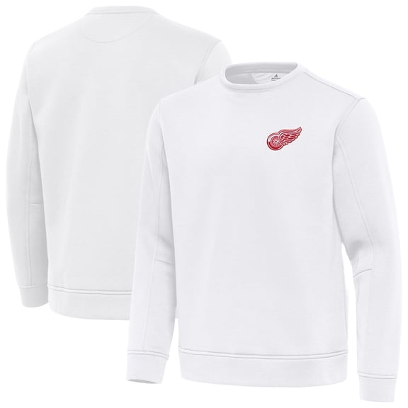 Men's Antigua White Detroit Red Wings Relevant Lightweight Pullover Sweatshirt