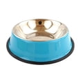 thumbnail image 1 of Methold Tazón de acero inoxidable para comida de perro, cachorro, gato, de agua, herramienta alimentadora de alimentación Suministros para perros azul 22CM, 1 of 6