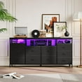 thumbnail image 4 of Twister.CK TV Stand for TVs up to 75", with LED Lights & Power Outlets, 10-Drawer Dresser Storage Chest for Bedroom, Living Room, Black, 4 of 6