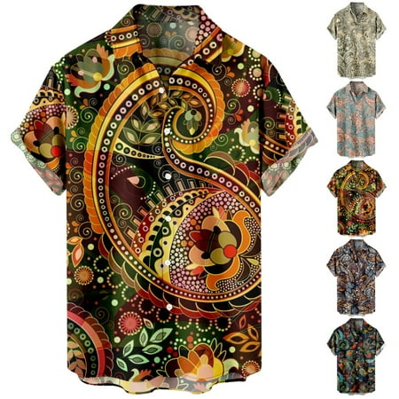 

Unisex Youth Crewneck Button Down Shirts Vintage Summer Tops Regular & Big Man Sizes