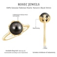 thumbnail image 6 of Rosec Jewels Genuine Black Tahitian Pearl Solitaire Ring for Women - Nature Inspired Ring - 7.5 Ct - AAA Grade- with Jewelry Box, 10K Yellow Gold, US 3.00, 6 of 7
