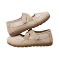 thumbnail image 2 of HTHLVMD Crisscross Mesh Mary Jane Flats, Hook‑And‑Loop Casual Shoes, Versatile Sports Mary Jane Women's Shoes, Casual Breathable Hollow Mesh Thin Sole Ballet Style Women's Shoes, Beige 5.5, 2 of 5