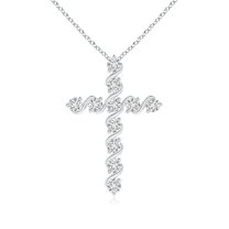 ANGARA Natural Prong & Bar Set Diamond Cross Pendant in 14K White Gold for Women (Size-1.9mm| Color-H| Clarity-SI2) | April Birthstone, Anniversary, Jewelry Gift for Women | Natural Diamond Necklace