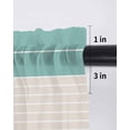 thumbnail image 6 of Turquoise Beige Stripe Curtains 63 Inch Length, Sheer Curtains for Bedroom Living Room Window Modern Art Horizontal Striped Rod Pocket Voile Drapes Kitchen Curtains Small Half Window 42"x63" 2 Panels, 6 of 6
