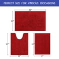 thumbnail image 6 of HAKUNA Striped Red Bathroom Rug Set 3 Pieces Ultra Soft, Non Slip Chenille Toilet Mat, Absorbent Plush Shaggy Bath Mats for Bathroom, Bedroom, Kitchen, 6 of 7