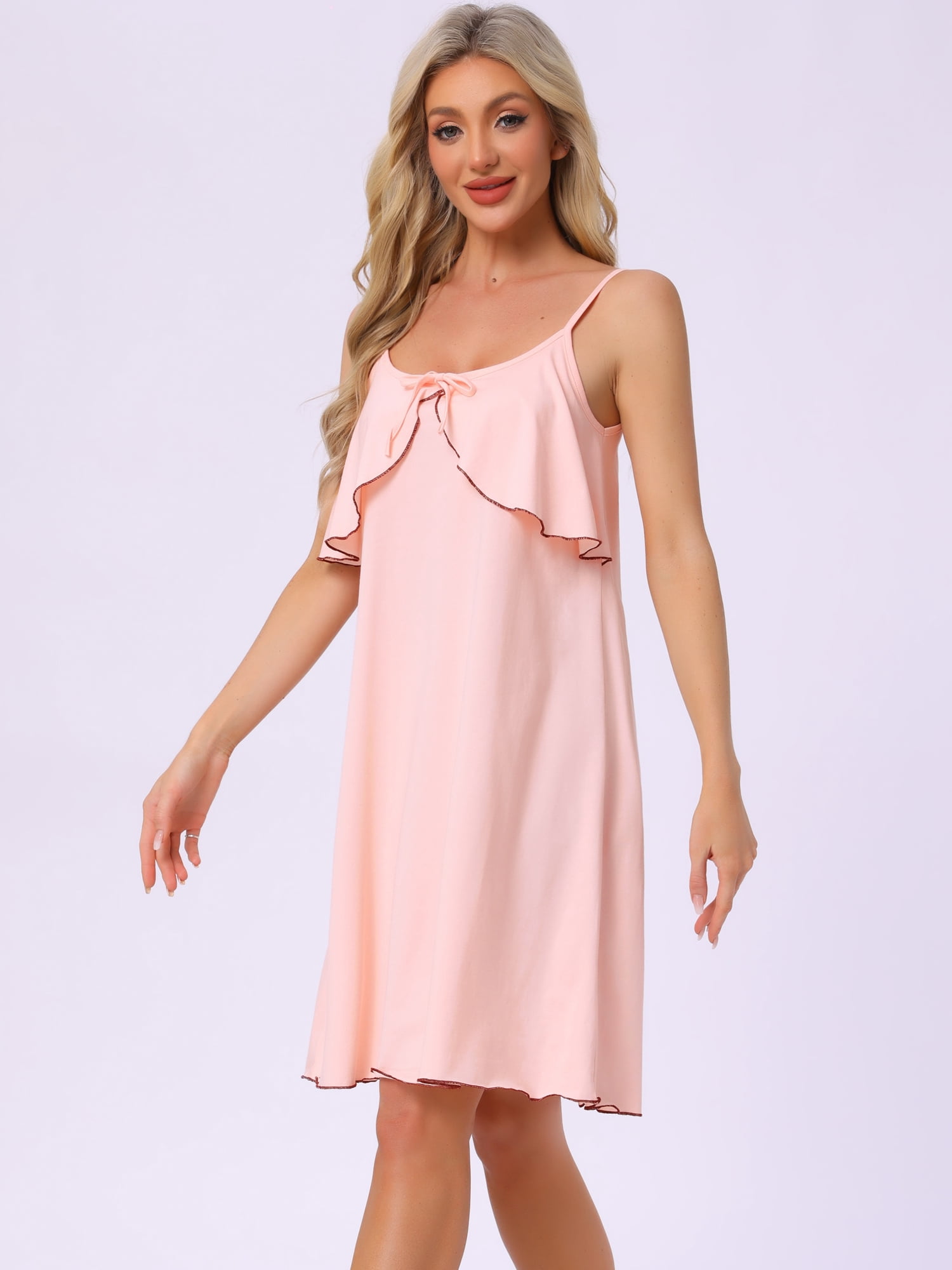 DARING DIVA Women's Sleeveless Loose Fit Chemise Ruffle Camisole XS Pink