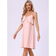 thumbnail image 3 of DARING DIVA Women's Sleeveless Loose Fit Chemise Ruffle Camisole M Pink, 3 of 7