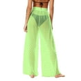 thumbnail image 6 of Pincandy Women See Through Sheer Mesh Pants Beach Swimsuit Bikini Bottom Cover up Party Club Elastic High Waist Wide Leg Pants, 6 of 7