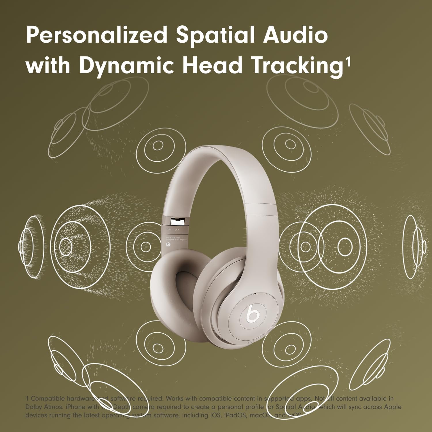 Restored BEATS STUDIO PRO - WIRELESS BLUETOOTH NOISE CANCELLING HEADPHONES - SANDSTONE (Refurbished)