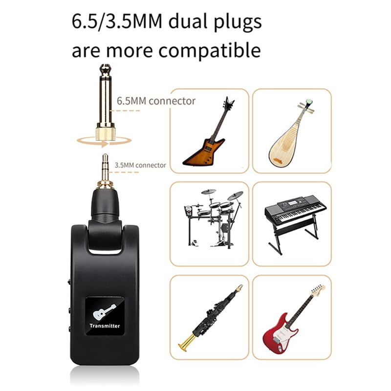 10X Guitar Wireless System Audio Transmitter Receiver USB Rechargeable Wireless System for Electric Guitar Bass