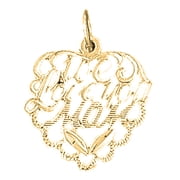18K Yellow Gold We Love You Mom Pendant - 22 mm