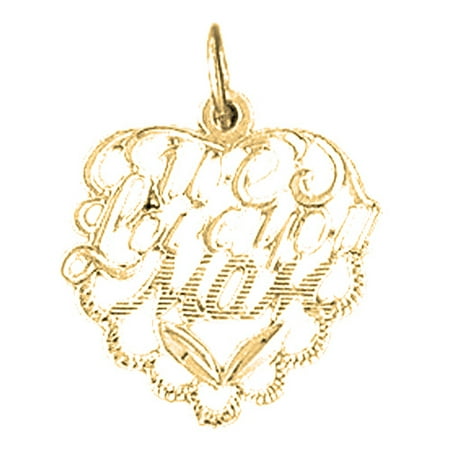 18K Yellow Gold We Love You Mom Pendant - 22 mm