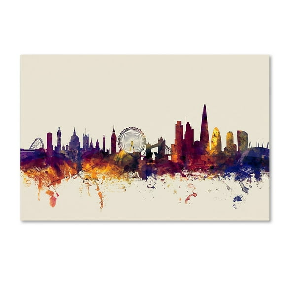 Trademark Fine Art Michael Tompsett London England Skyline III Canvas Wall Art - 12x19