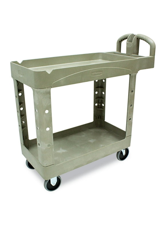 Rubbermaid Heavy-duty Utility Cart, Two-shelf, 17.13w X 38.5d X 38.88h, Beige