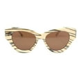 thumbnail image 2 of Thick Bevel Horned Oversized Cat Eye Fashion Sunglasses Ivory Marble - Brown, 2 of 4