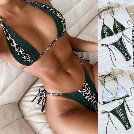 

Finelylove Swimsuits For Women Push-Up Sport Bra Style Bikini Green S