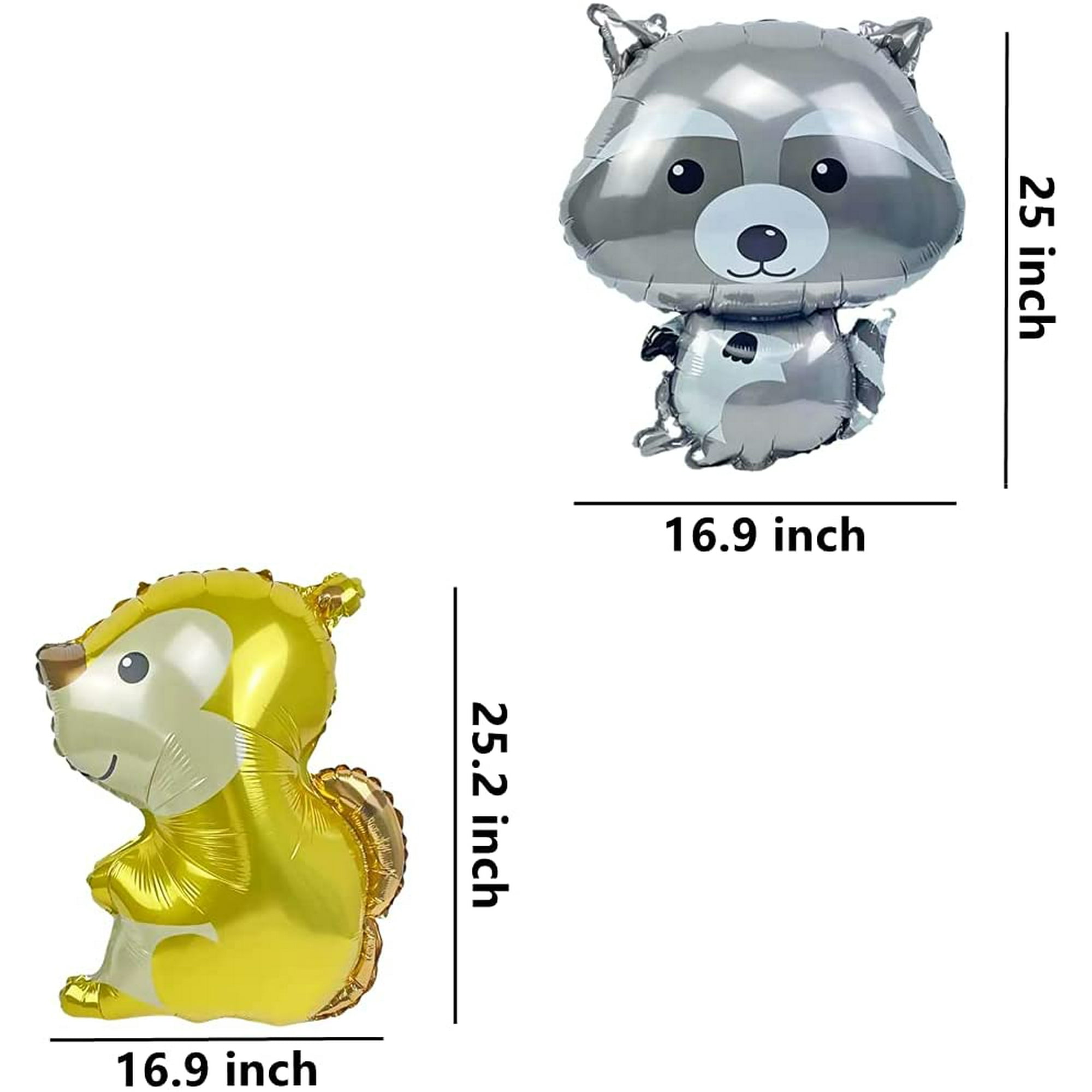 Jumbo Woodland Animal Balloons - 5 Piece Set With Bunny, Fox, Squirrel, Hedgehog & Raccoon For Party Decor