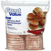 Great Value 24 Beef Mini Hamburger Patties, 48 Oz