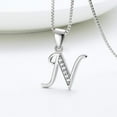 thumbnail image 2 of LINLIN  925 Sterling Silver Letter Initial Alphabet White Gold Plated Pendant Necklace 18", 2 of 6