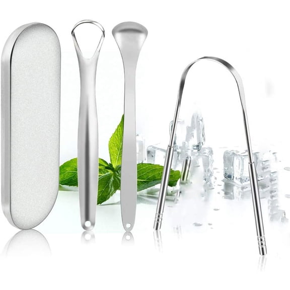 Cribun Tongue Scraper Cleaner, Tongue Cleaner Scrubber 304 Stainless Steel Tongue Cleaners Scrapers, 100% BPA Free Soft Silicon Tongue Brush for Baby Kids, Relieve Bad Breath, Oral Hygiene, 3 Pack