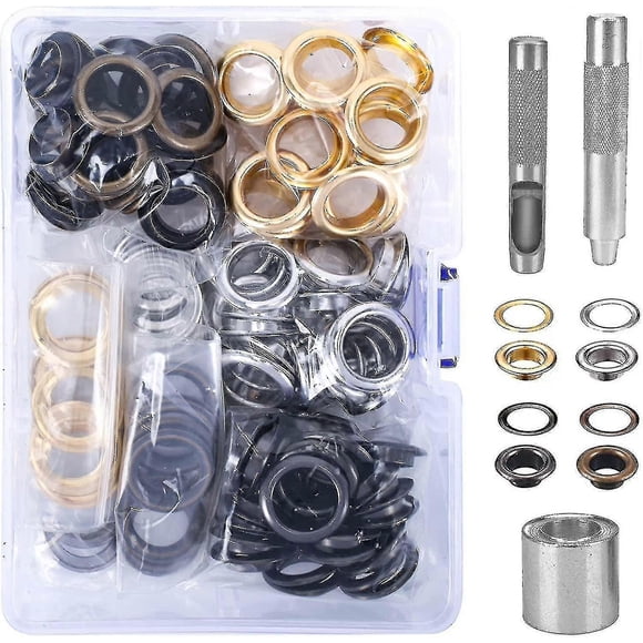 100 juegos de ojales de 16 mm, kit de ojales, herramientas de ojales de metal, kit de ojales con herramientas de ojales para lona