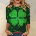 thumbnail image 2 of Lenpel Women's 3/4 Sleeve Tops Spring Fashion Crew Neck St.Patrick's Printed Blouses Loose Casual Tunic Shirts, 2 of 5