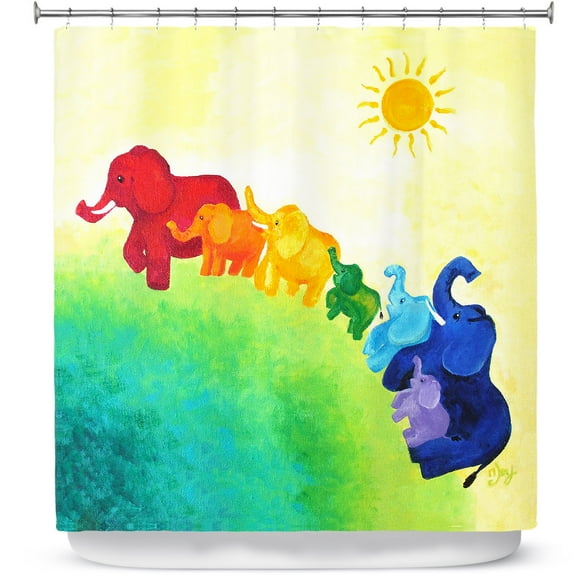 Shower Curtains 70" x 93" from DiaNoche Designs by nJoy Art - Elephant Rainbow