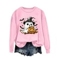 thumbnail image 2 of Jsaierl Women's Halloween Sweatshirts Plus Size Pumpkin Ghost Graphic Sweatshirt Classic Crewneck T-shirt Long Sleeve Tunic Pullover Tops Halloween Party Supplies, 2 of 4
