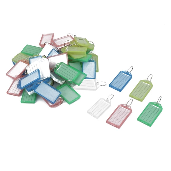 50 x Colorful Plastic Small Photo Name Tag Clip Holder Handbag Keyring Decor