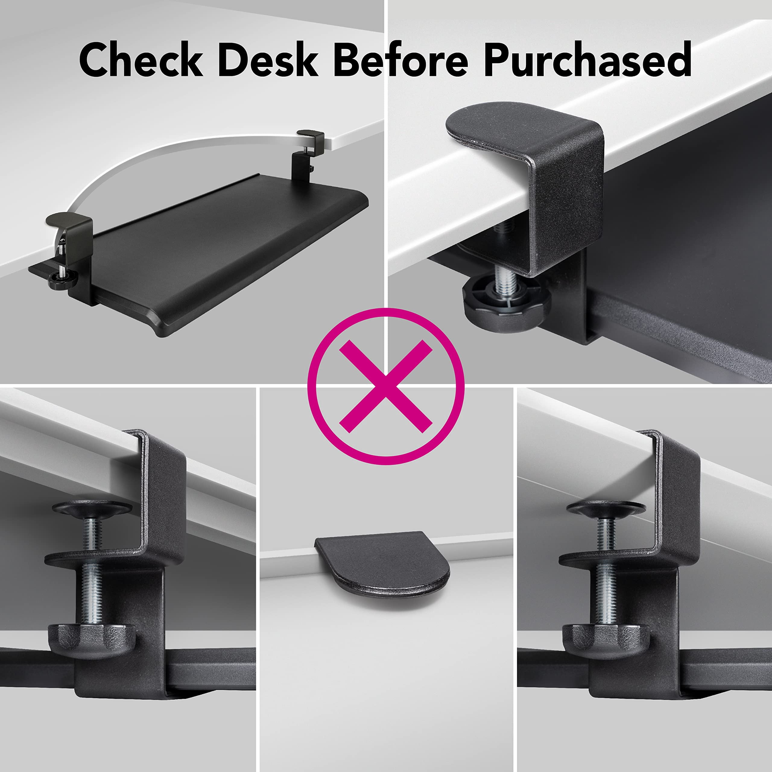 Under Desk Tray  Large 27.5" X 12.2" Slide-out Clamp-on Drawer With Steel C-clamps Platform Fits Full-size And Mouse Tool-free Installation Taa-compliant