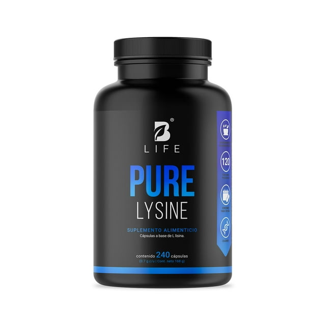 Lisina Pura | 240 cápsulas | 1400mg por porción | Aminoácido Esencial | Pure Lysine | B Life.