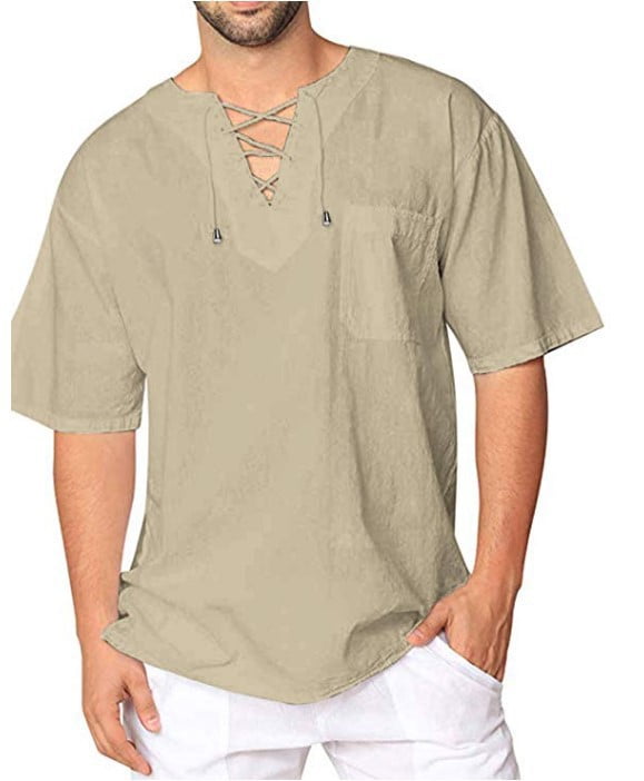 tan lace up shirt