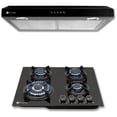 thumbnail image 1 of FLINE | Combo parrilla de gas y Campana Acero Inoxidable | negra 60 cm| vidrio templado y acero negro| 4 quemadores | Controles boton | OS4BR60, 1 of 5