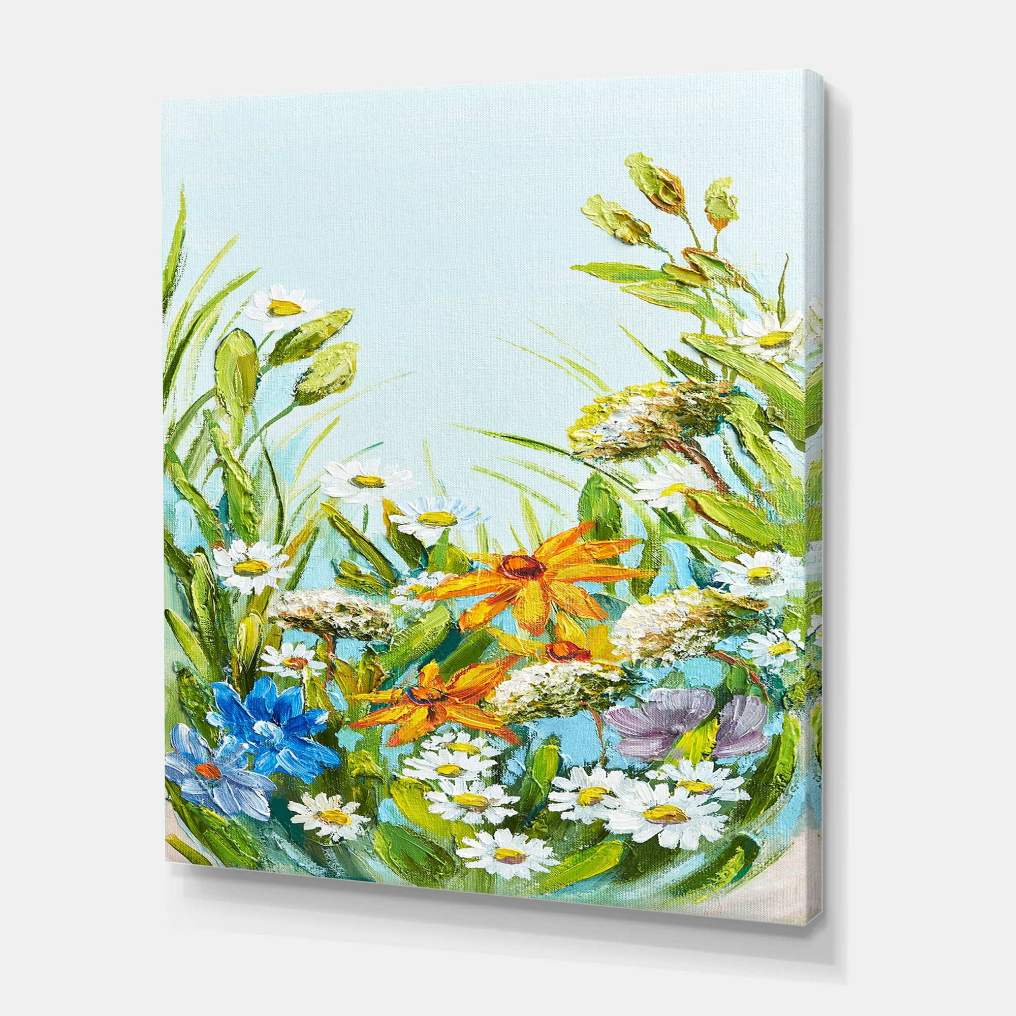 Designart ' Still Life Of Colorful Wildflowers With Leaves II ' Traditional Canvas Wall Art Print