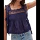 thumbnail image 1 of Camiseta Sin Mangas de Encaje Y2K para Mujer, con Abertura Lateral y Lazo, con Volantes Transparentes, Ideal para Salir de Verano Azul Marino M, 1 of 8