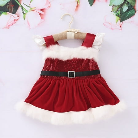 Fashion Cute Christmas Newborn Baby Girl Princess Sequined Fluffy Dress Hot